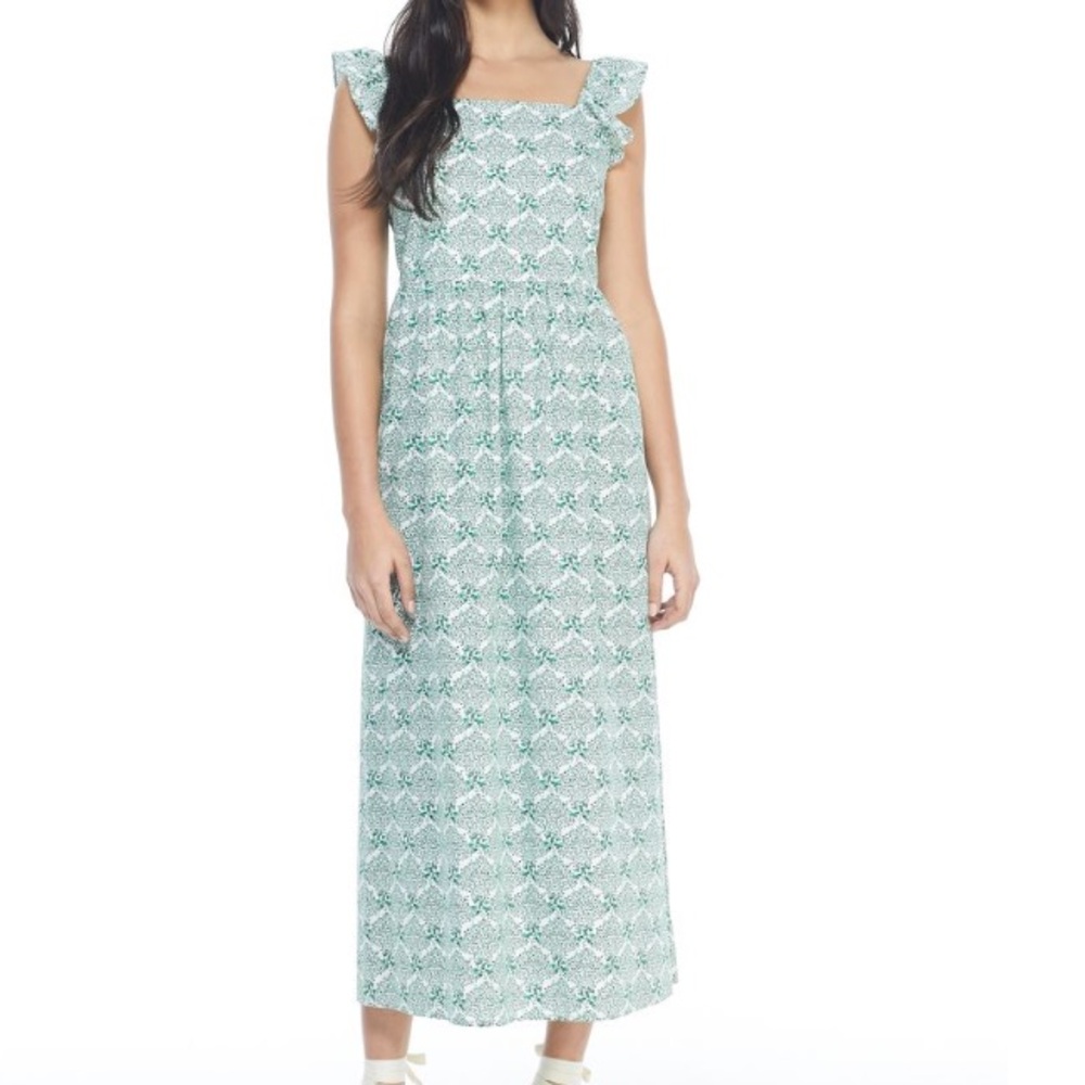 Gal Meets Glam Sloane Maxi Dress, Size 0, Green Floral, Cottagecore Spring - Picture 9 of 9